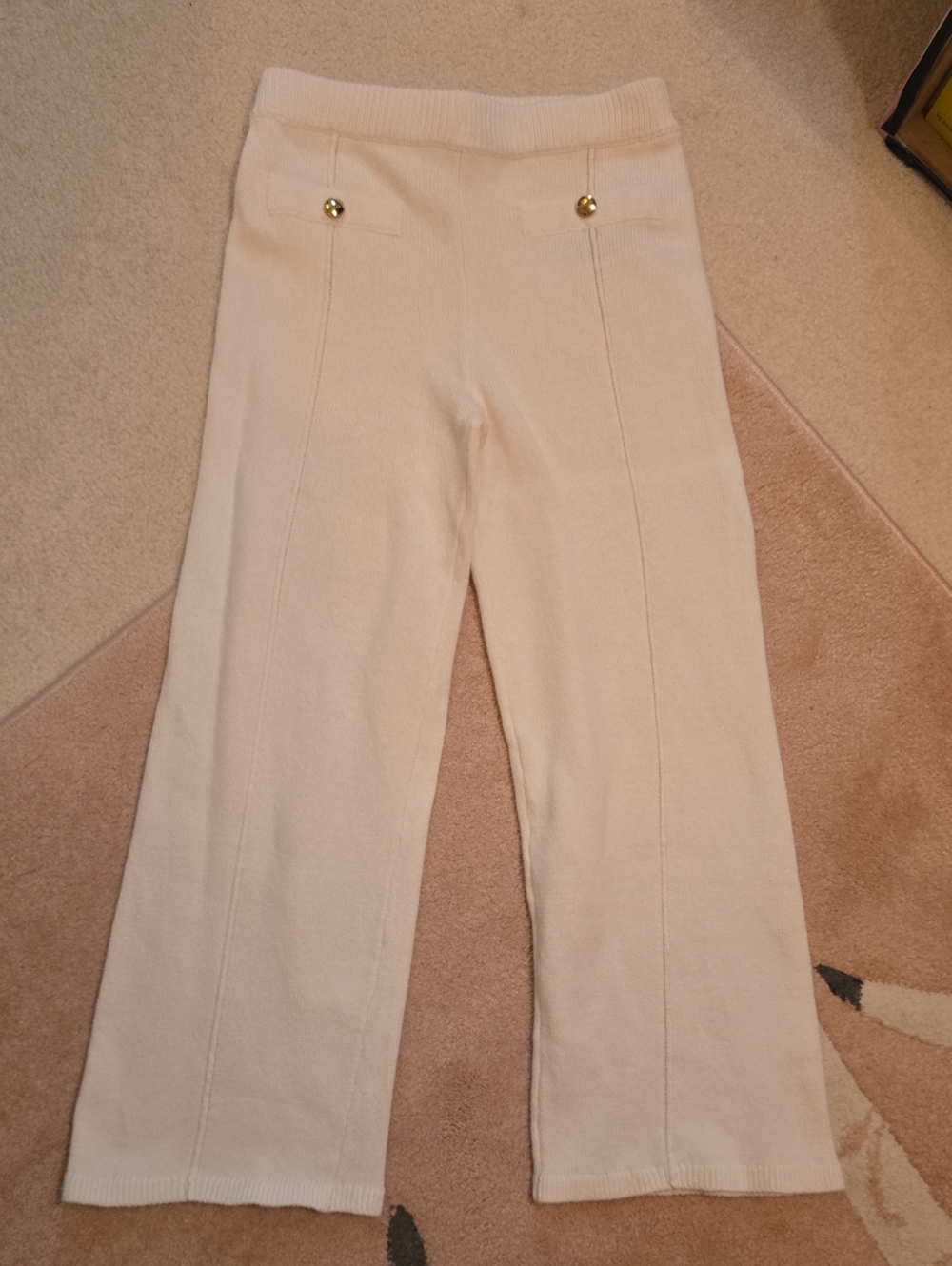 Abercrombie Kids Cream Knit Wide-Leg Pants